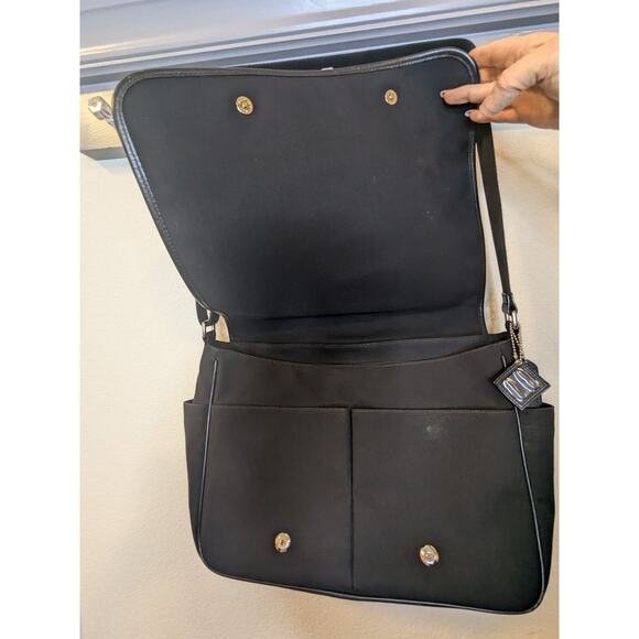Authentic COACH Black Transatlantic Messenger Bag Black Neoprene Leather $295 - Picture 13 of 16